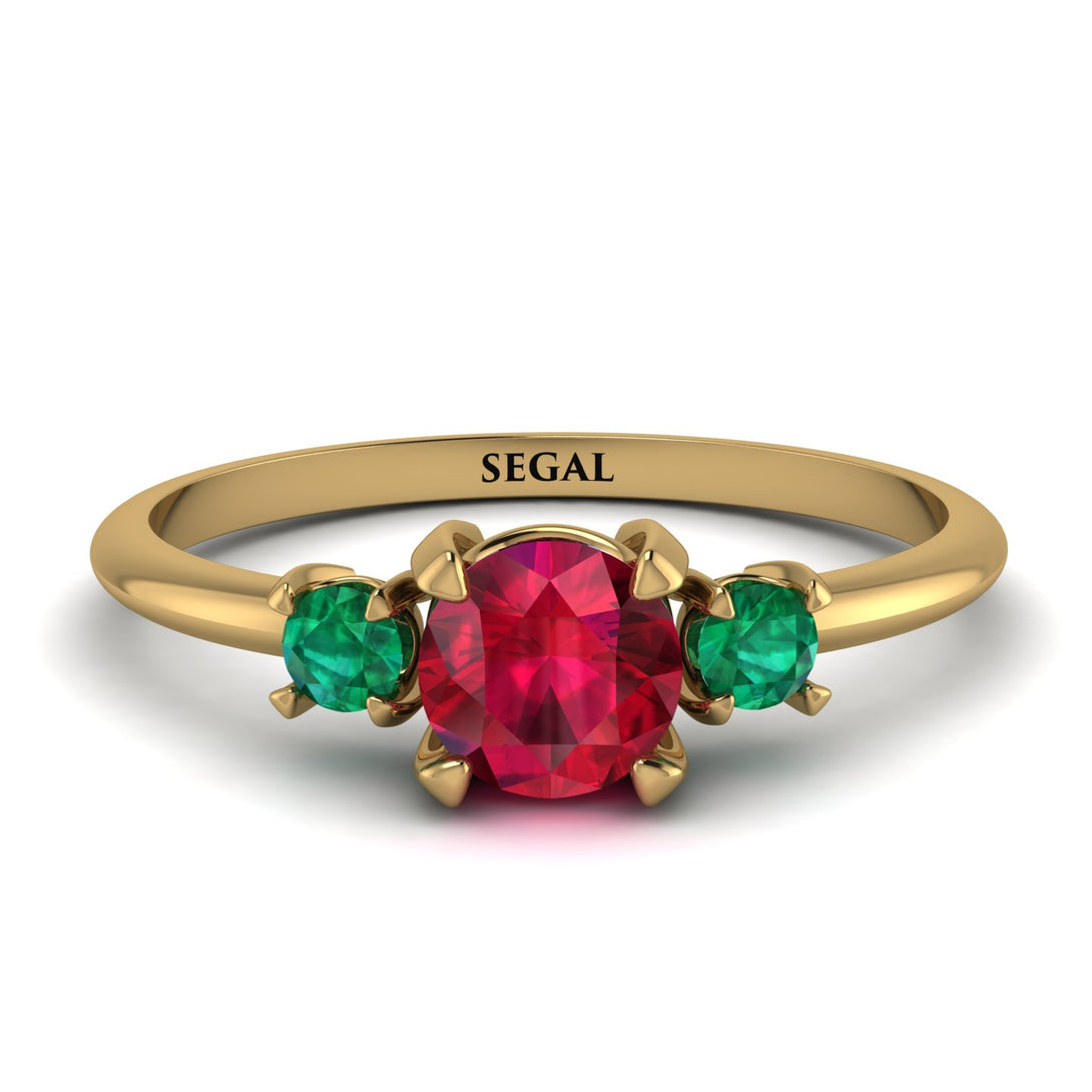 Classic Three Stone Ruby Engagement Ring - Valentina No. 25