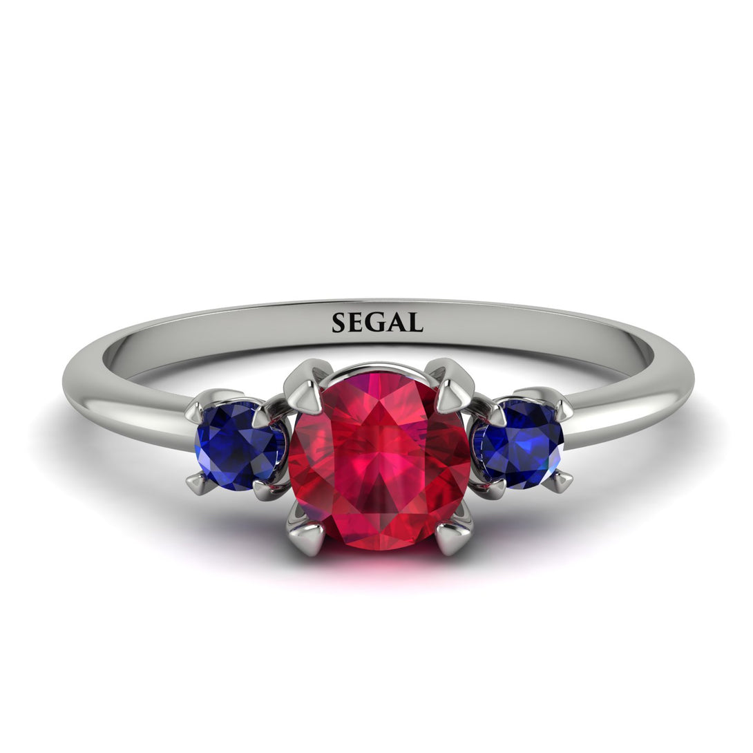 Classic Three Stone Ruby Engagement Ring - Valentina No. 72