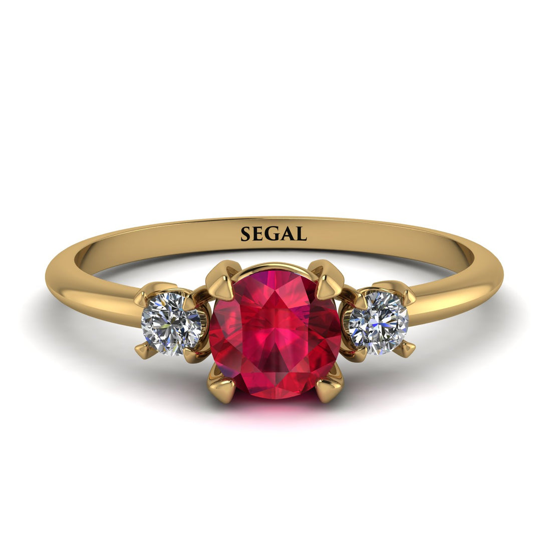 Classic Three Stone Ruby Engagement Ring - Valentina No. 10