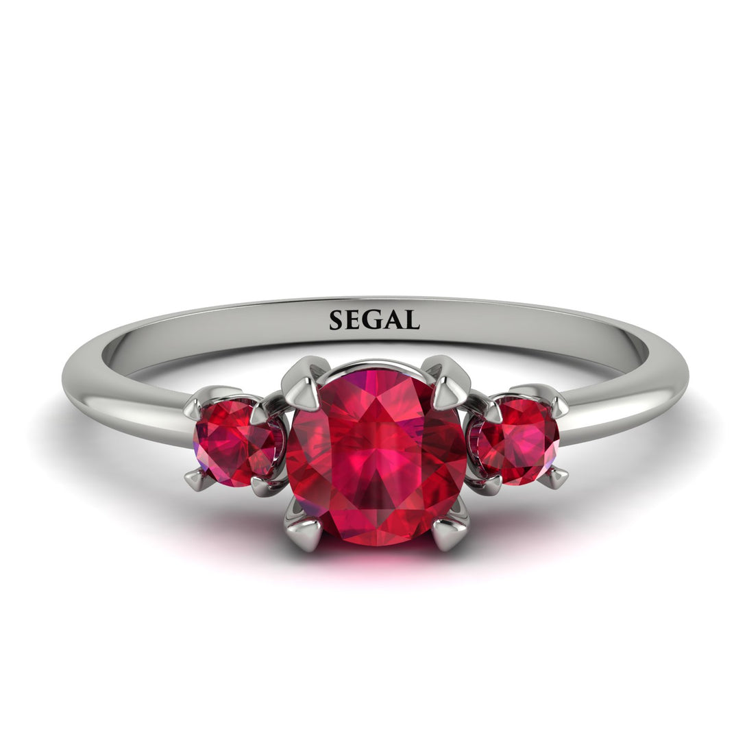 Classic Three Stone Ruby Engagement Ring - Valentina No. 57