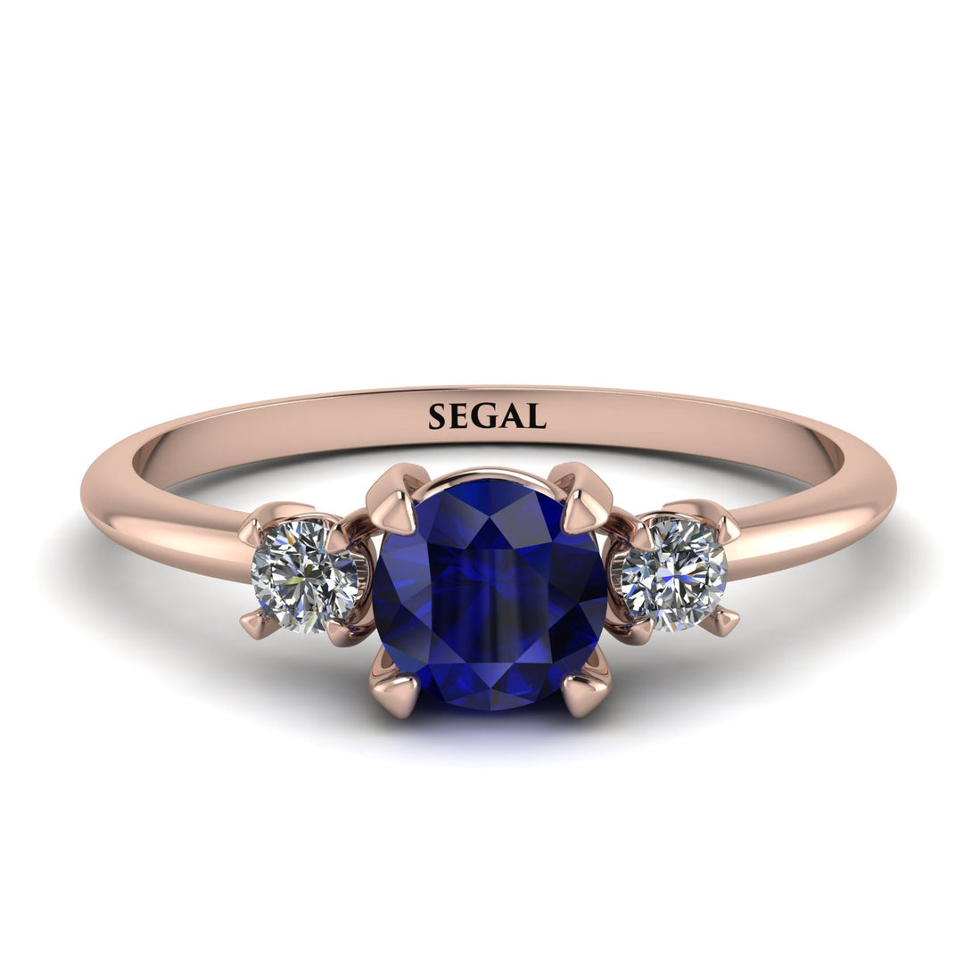 Classic Three Stone Sapphire Engagement Ring - Valentina No. 14