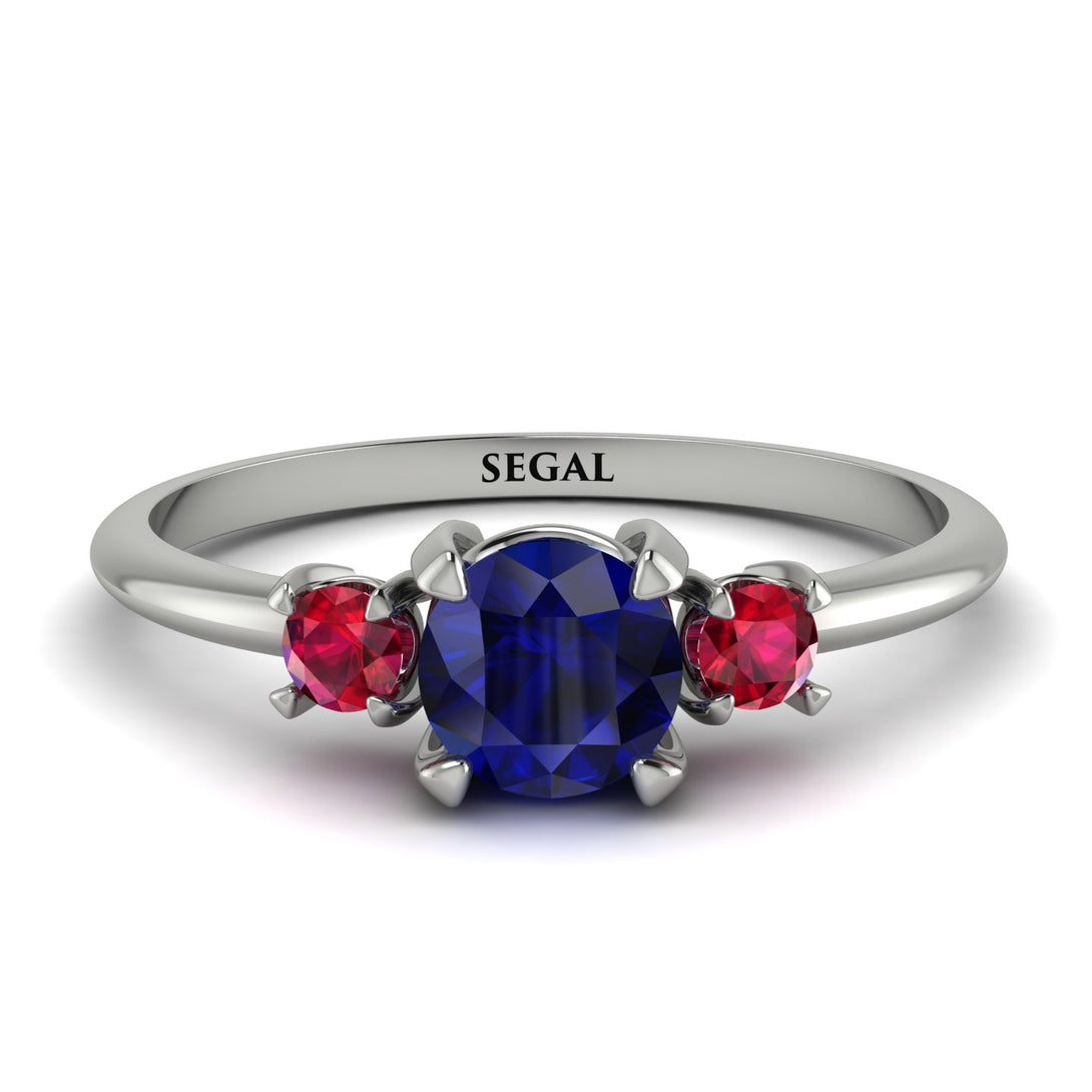 Classic Three Stone Sapphire Engagement Ring - Valentina No. 60