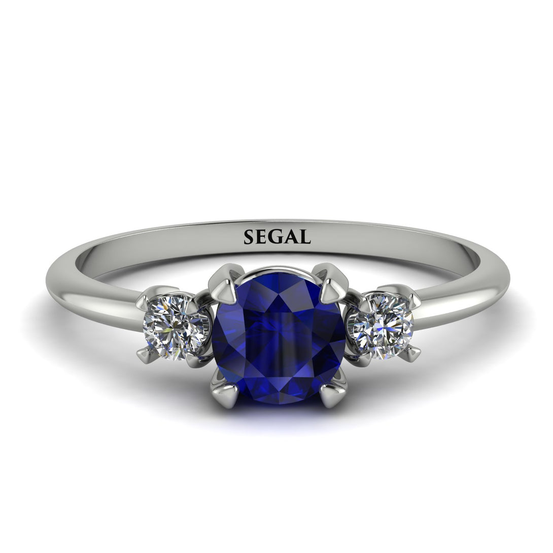 Classic Three Stone Sapphire Engagement Ring - Valentina No. 15