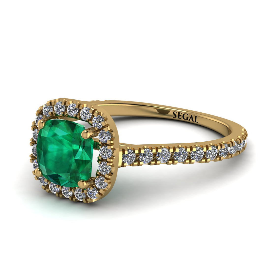 Cushion Emerald Halo Engagement Ring - Jade No. 4