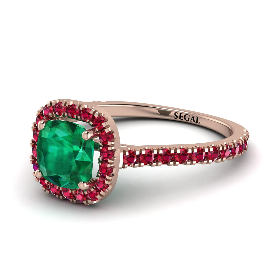 Cushion Emerald Halo Engagement Ring - Jade No. 50