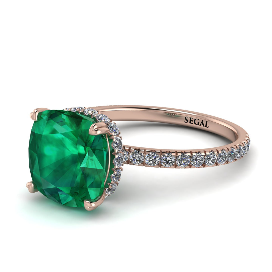 Cushion Hidden Diamond Emerald Ring - Nova No. 5