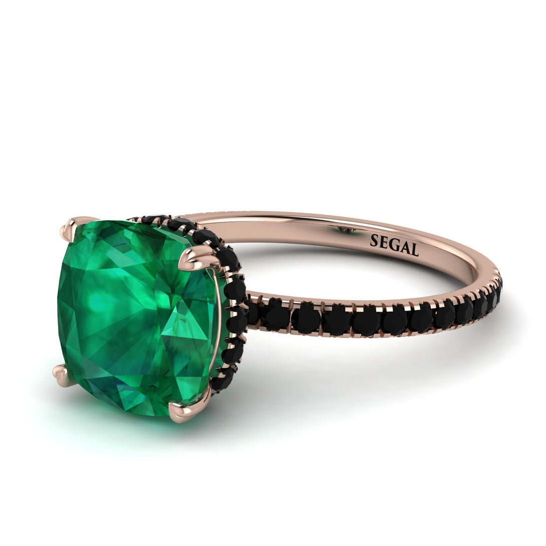Cushion Hidden Diamond Emerald Ring - Nova No. 35