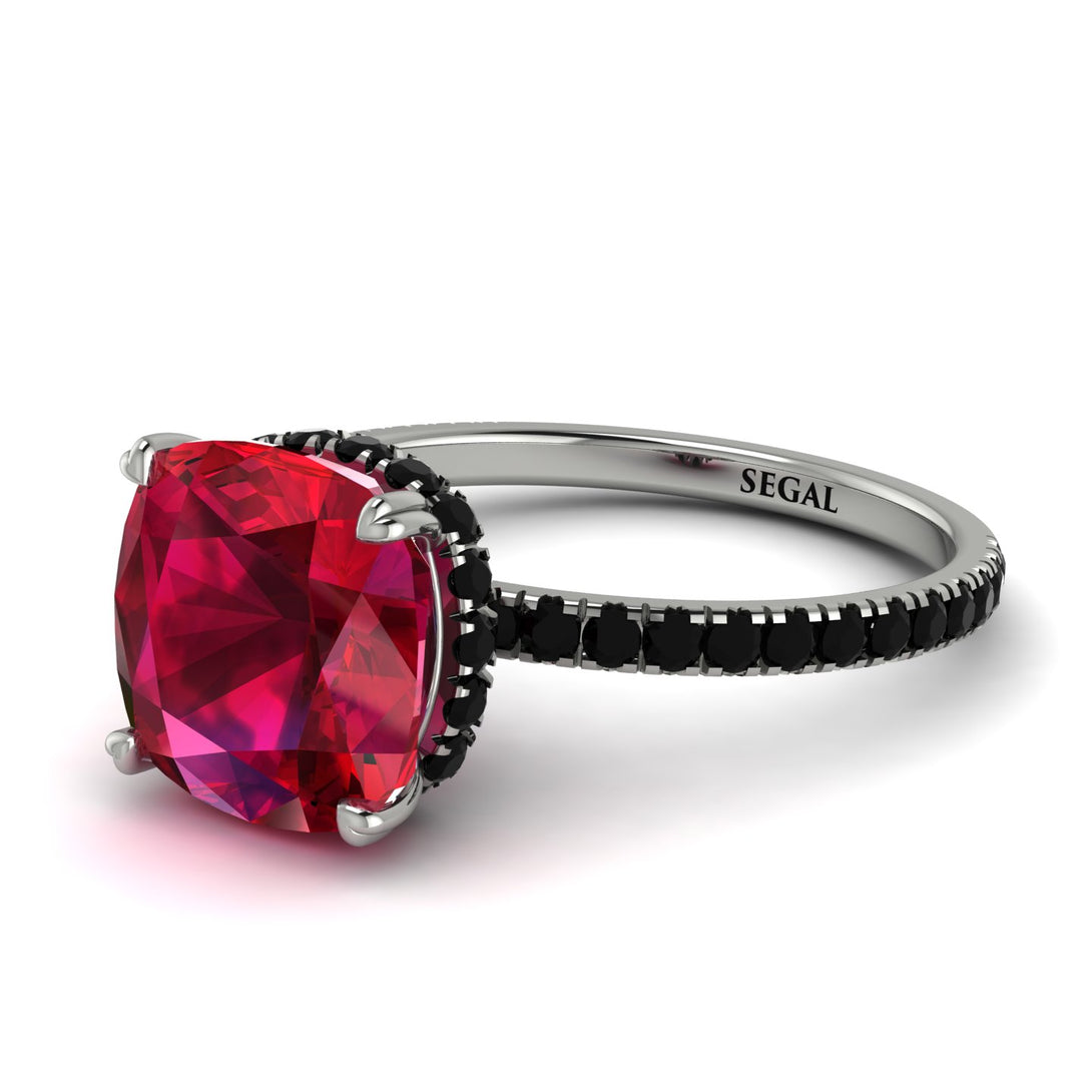 Cushion Hidden Diamond Ruby Ring - Nova No. 42
