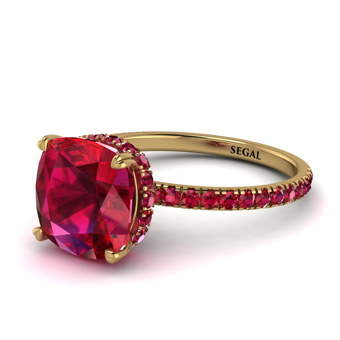 Cushion Hidden Diamond Ruby Ring - Nova No. 55
