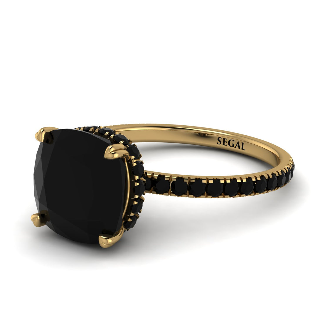 Cushion Hidden Diamond Black Diamond Ring - Nova No. 37