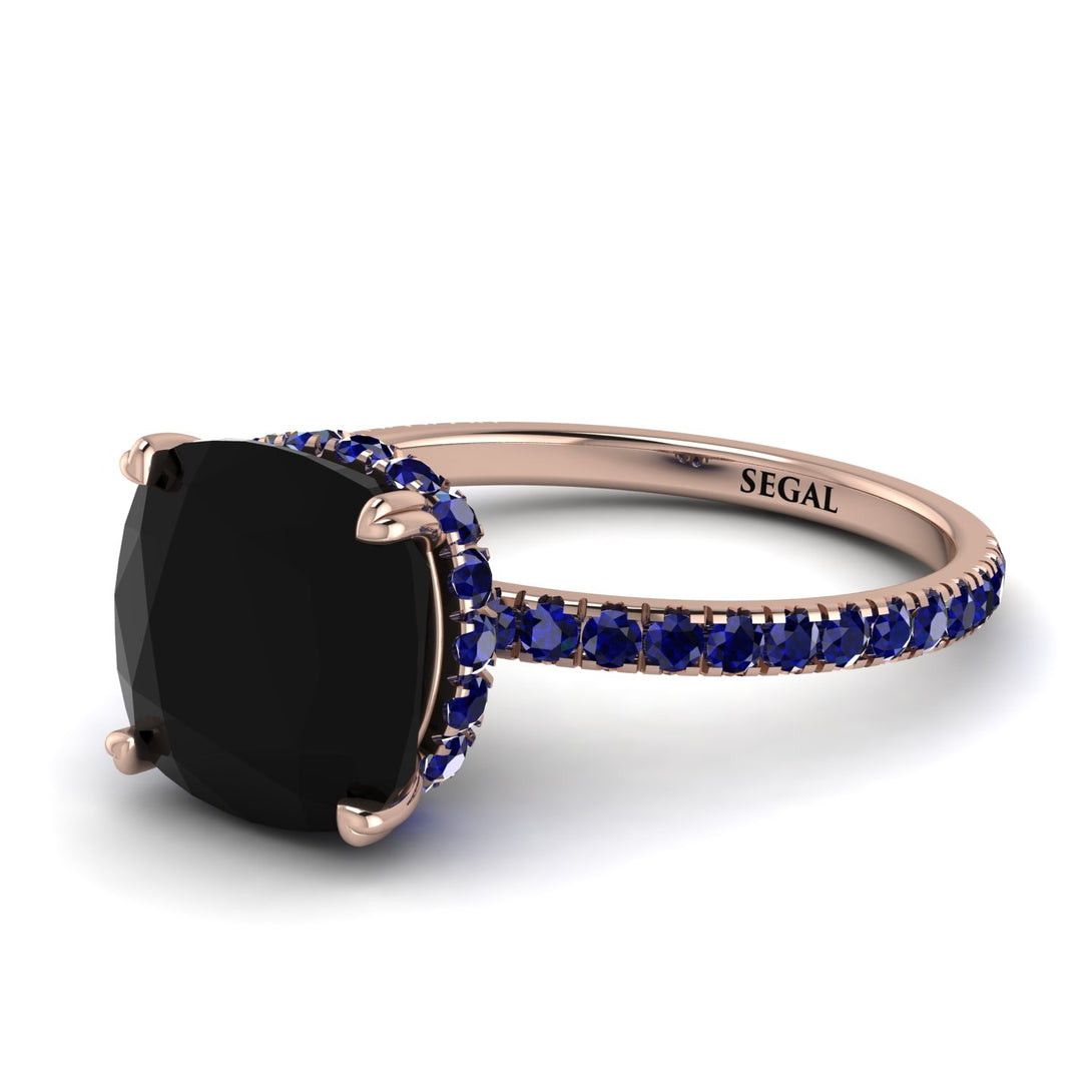 Cushion Hidden Diamond Black Diamond Ring - Nova No. 68