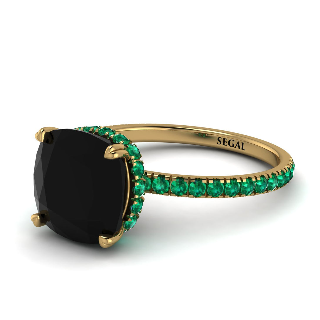 Cushion Hidden Diamond Black Diamond Ring - Nova No. 22