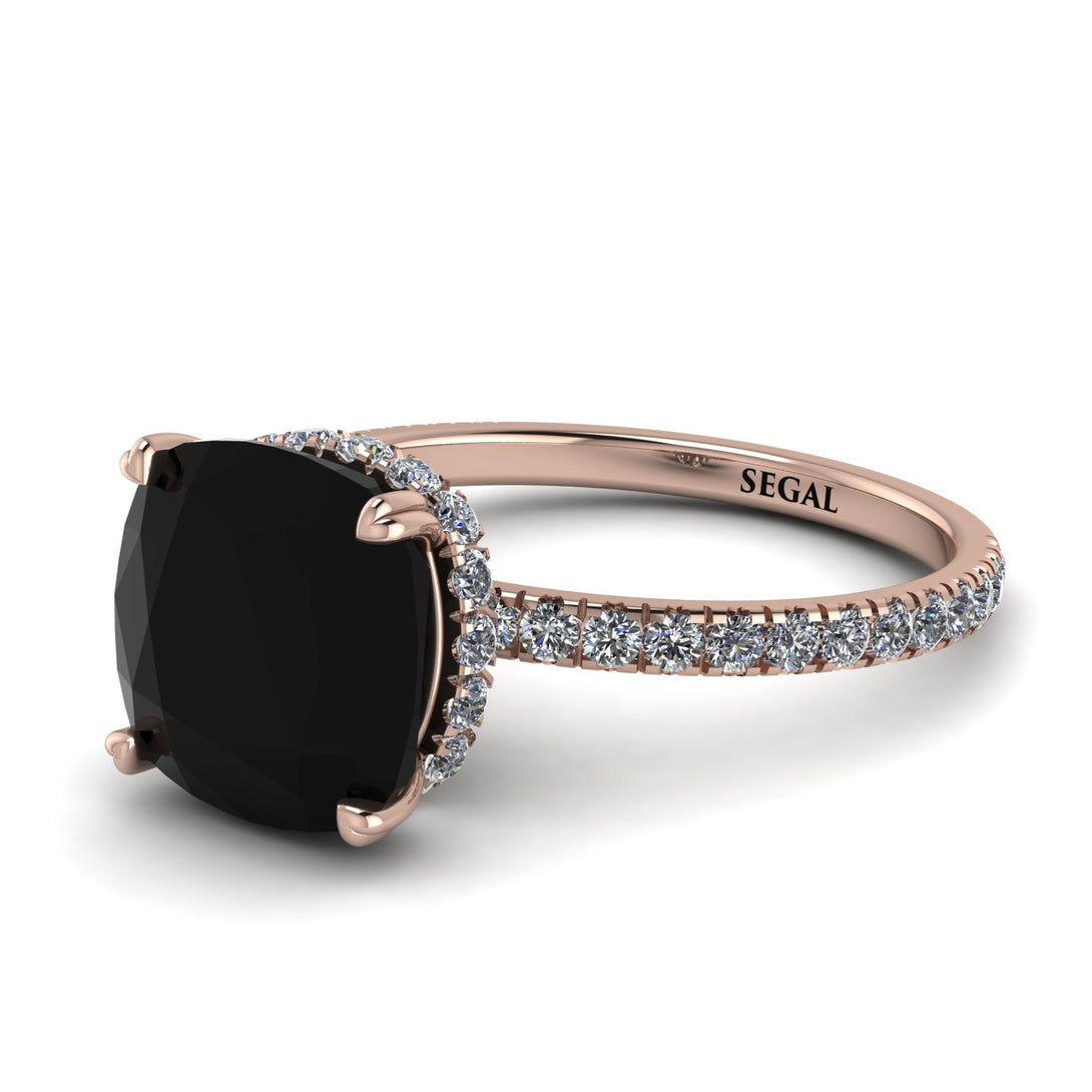 Cushion Hidden Diamond Black Diamond Ring - Nova No. 8