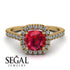 Cushion Ruby Halo Engagement Ring - Jade No. 10 image 3
