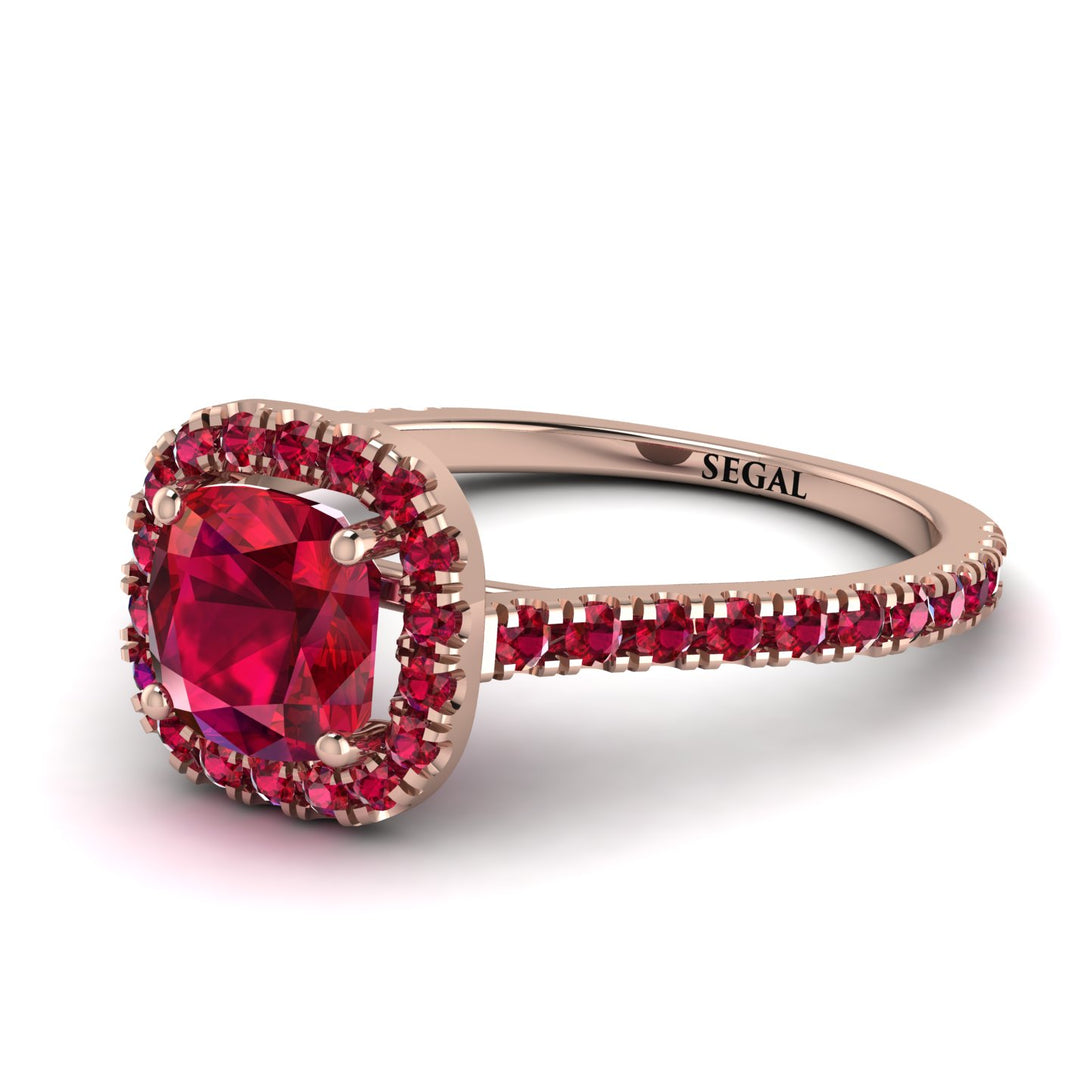 Cushion Ruby Halo Engagement Ring - Jade No. 56