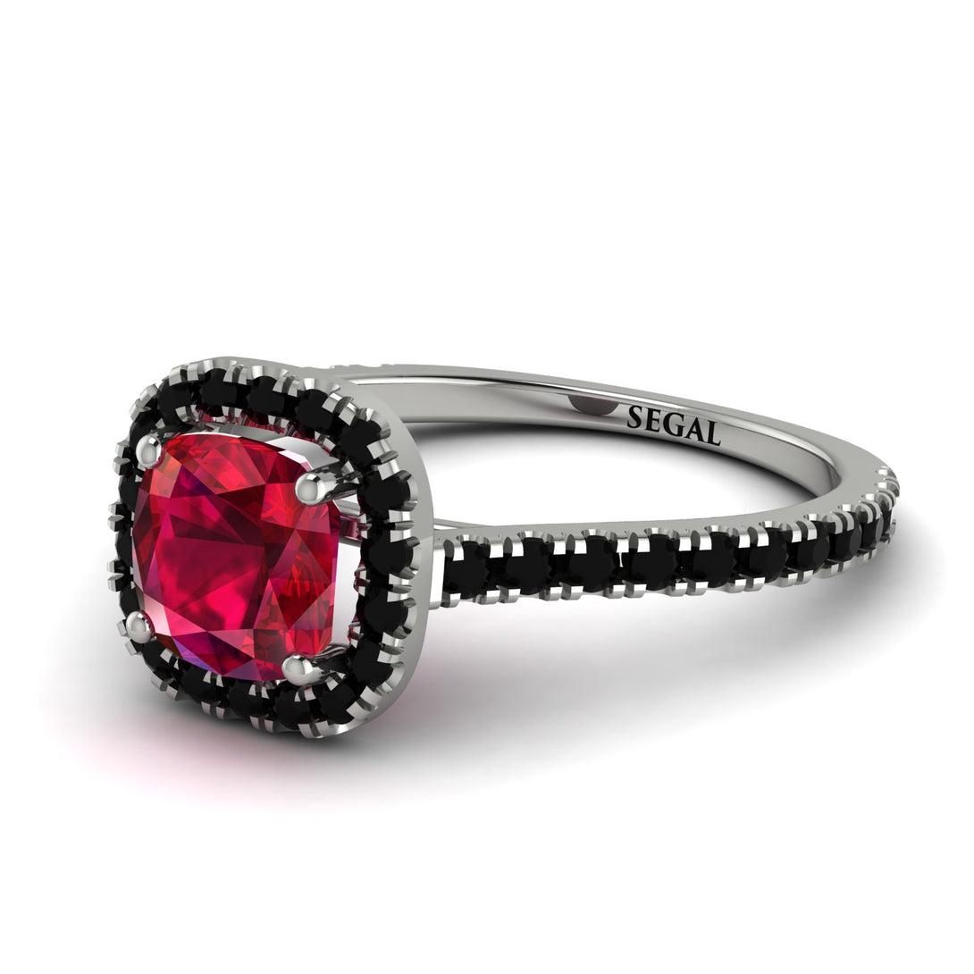 Cushion Ruby Halo Engagement Ring - Jade No. 42