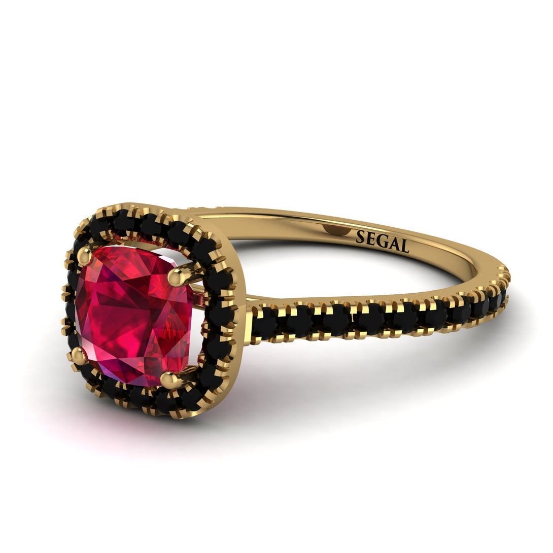Cushion Ruby Halo Engagement Ring - Jade No. 40