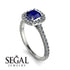 Cushion Sapphire Halo Engagement Ring - Jade No. 15 image 2