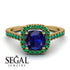 Cushion Sapphire Halo Engagement Ring - Jade No. 28 image 3