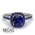 Cushion Sapphire Halo Engagement Ring - Jade No. 75 image 3