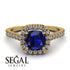 Cushion Sapphire Halo Engagement Ring - Jade No. 13 image 3