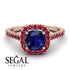 Cushion Sapphire Halo Engagement Ring - Jade No. 59 image 3