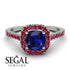 Cushion Sapphire Halo Engagement Ring - Jade No. 60 image 3