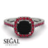 Cushion Black Diamond Halo Engagement Ring - Jade No. 54 image 3