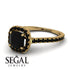 Cushion Black Diamond Halo Engagement Ring - Jade No. 37 image 10