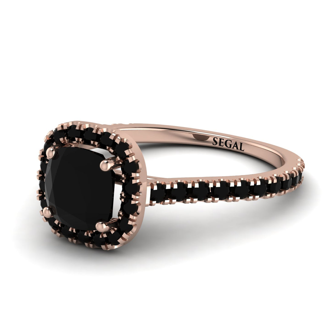 Cushion Black Diamond Halo Engagement Ring - Jade No. 38