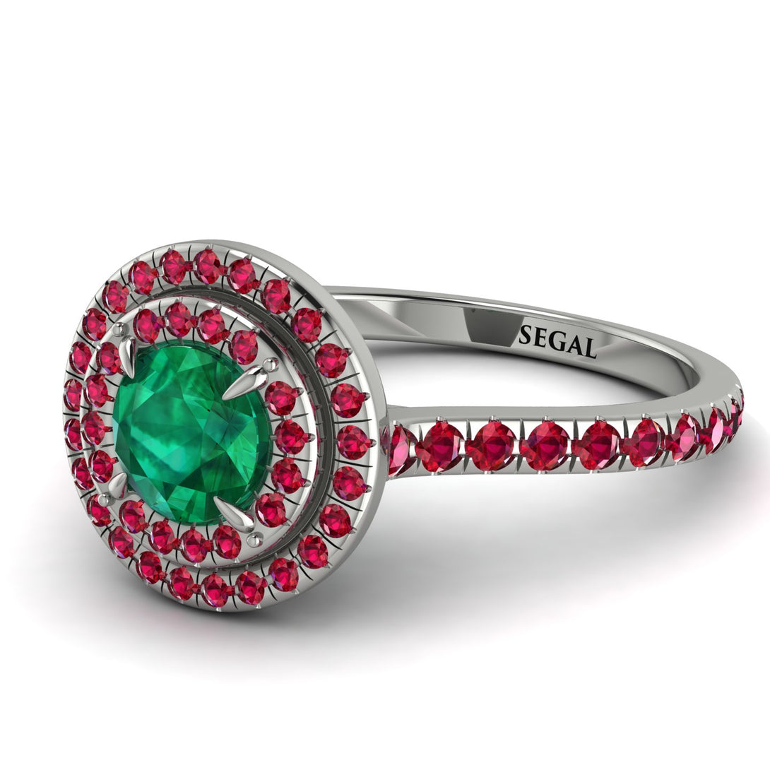 Double Halo Emerald Ring - Zoey No. 54