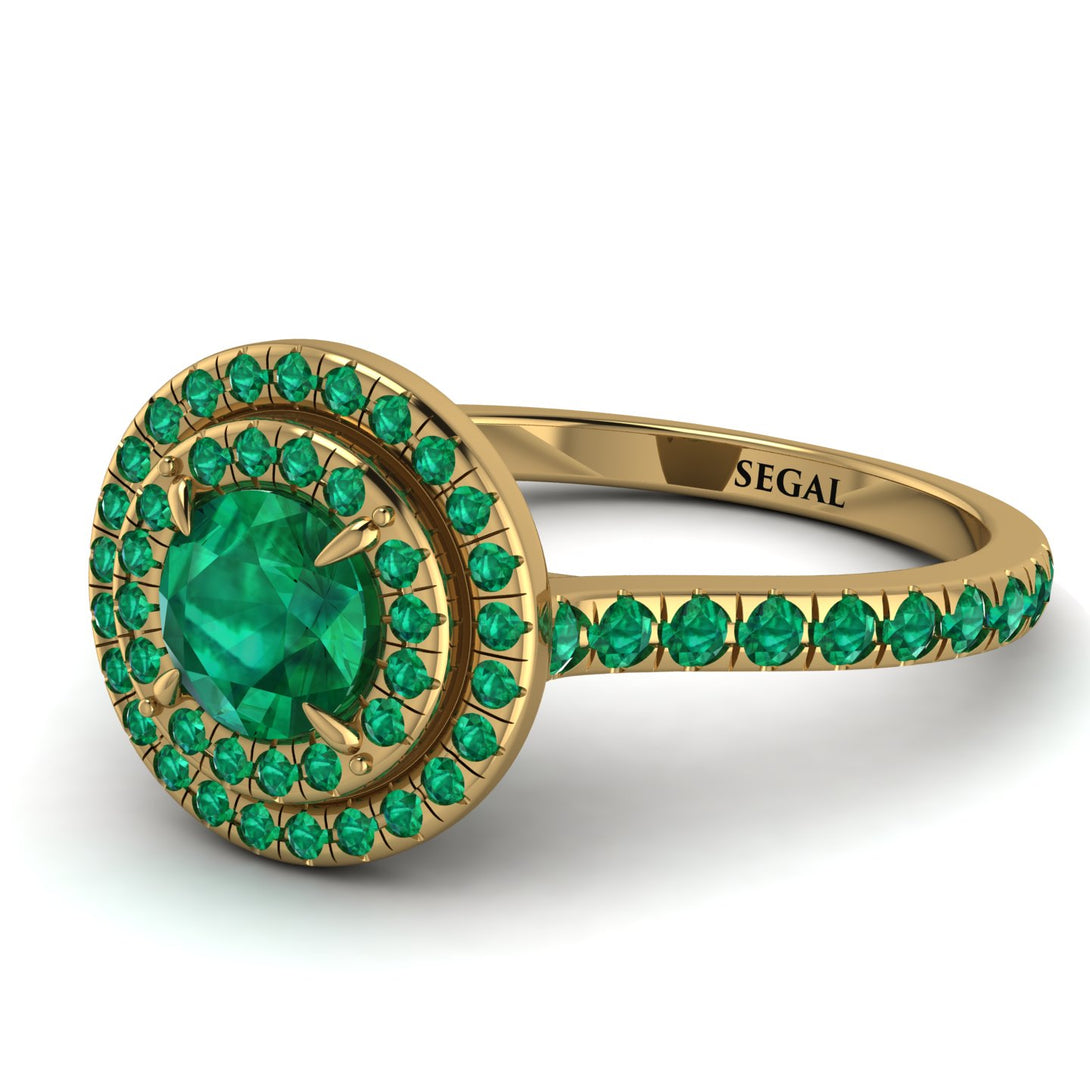 Double Halo Emerald Ring - Zoey No. 22