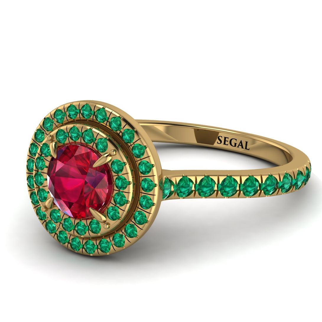 Double Halo Ruby Ring - Zoey No. 25