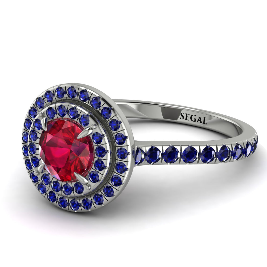 Double Halo Ruby Ring - Zoey No. 72