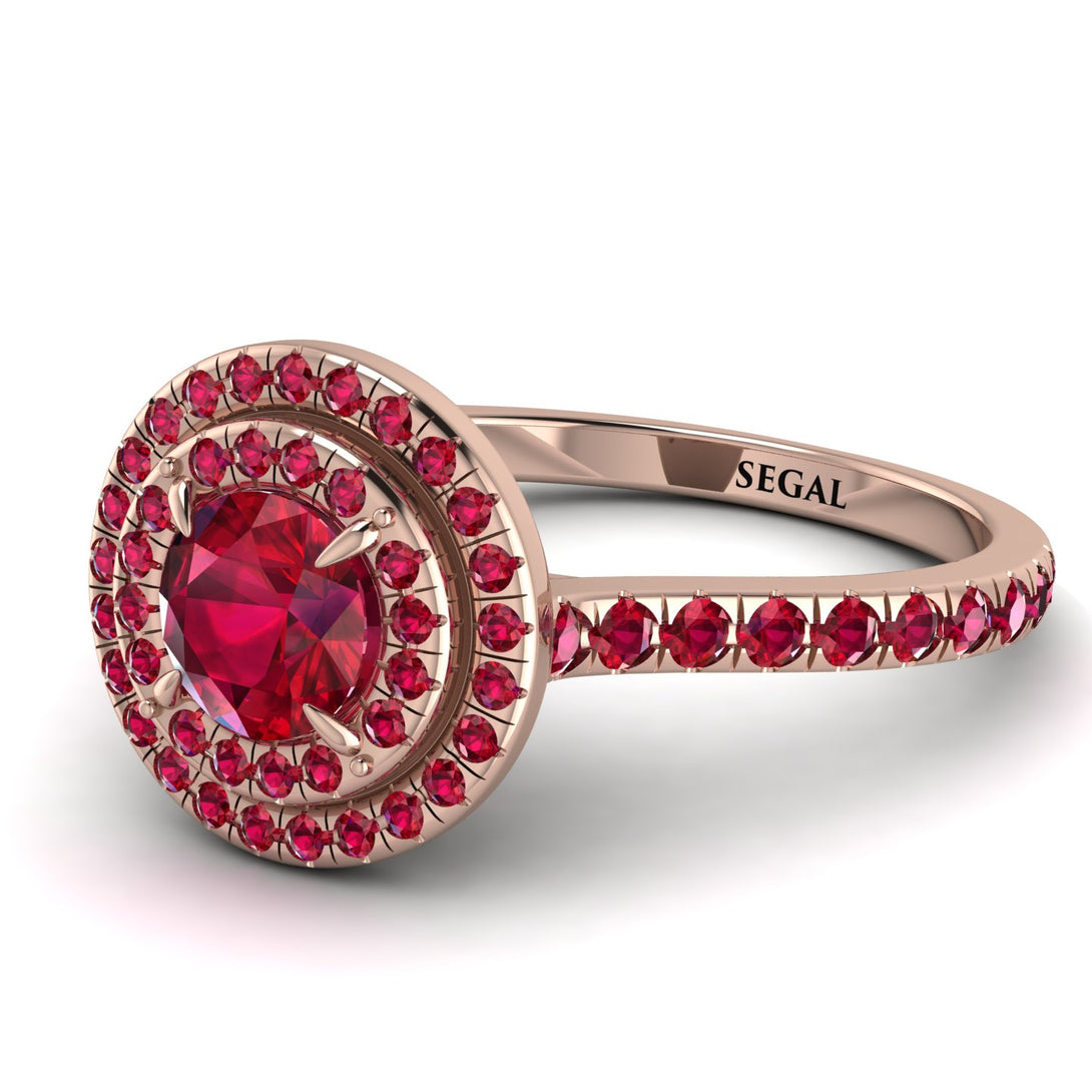 Double Halo Ruby Ring - Zoey No. 56