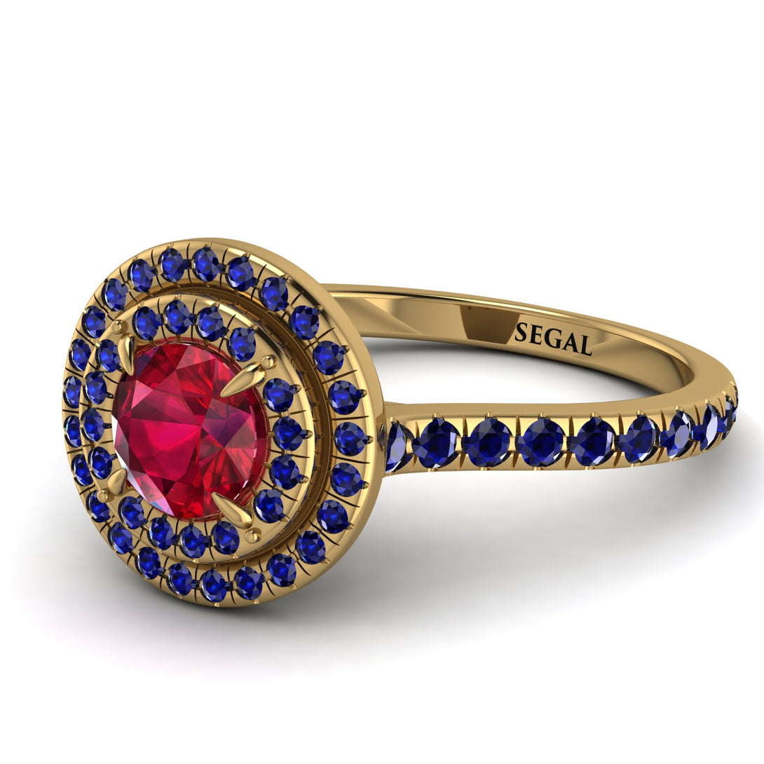Double Halo Ruby Ring - Zoey No. 70
