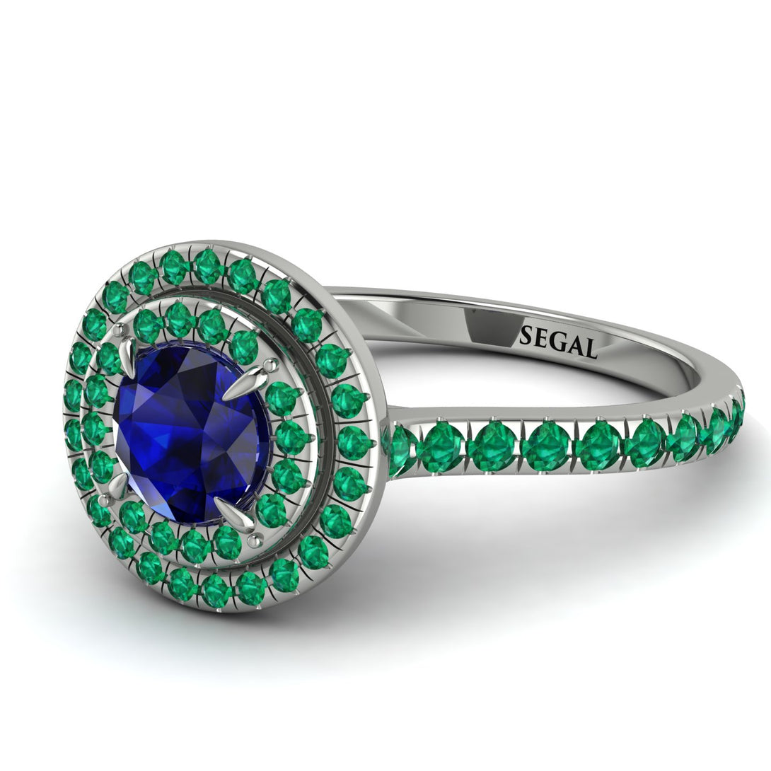 Double Halo Sapphire Ring - Zoey No. 30