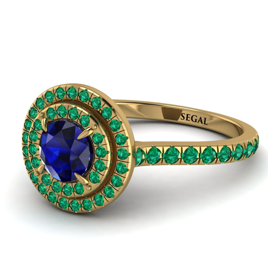 Double Halo Sapphire Ring - Zoey No. 28