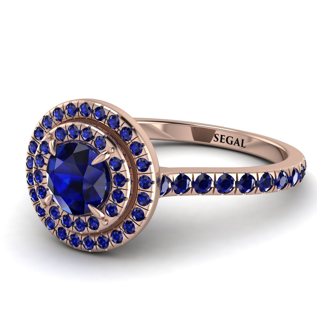 Double Halo Sapphire Ring - Zoey No. 74