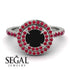 Double Halo Black Diamond Ring - Zoey No. 48 image 3