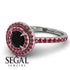 Double Halo Black Diamond Ring - Zoey No. 48 image 5