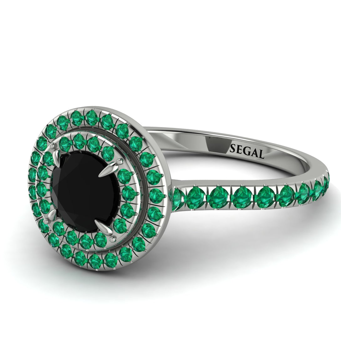 Double Halo Black Diamond Ring - Zoey No. 18