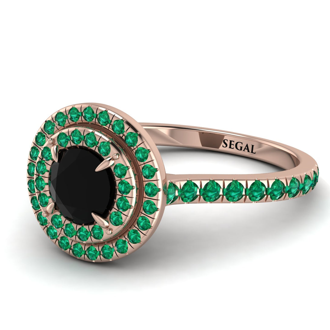 Double Halo Black Diamond Ring - Zoey No. 17
