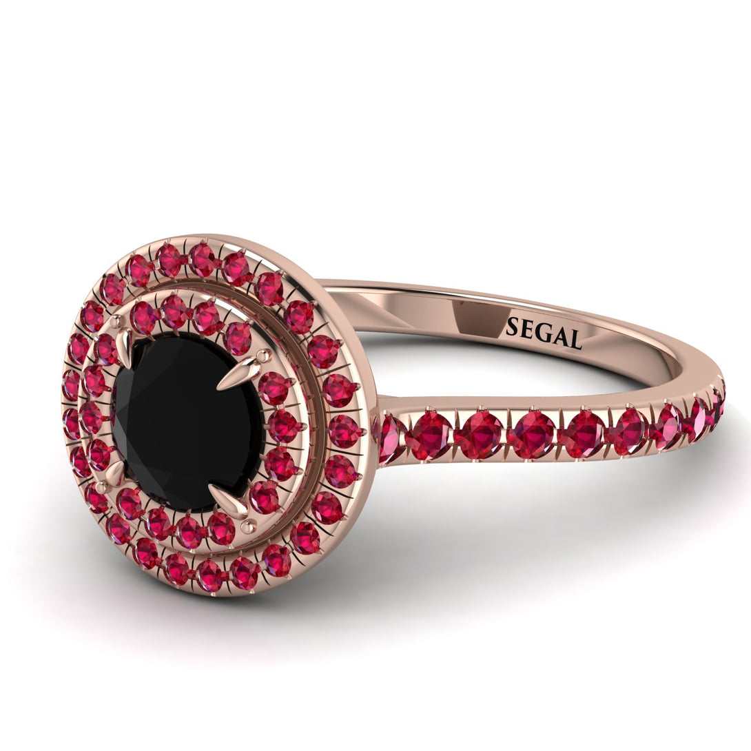 Double Halo Black Diamond Ring - Zoey No. 47