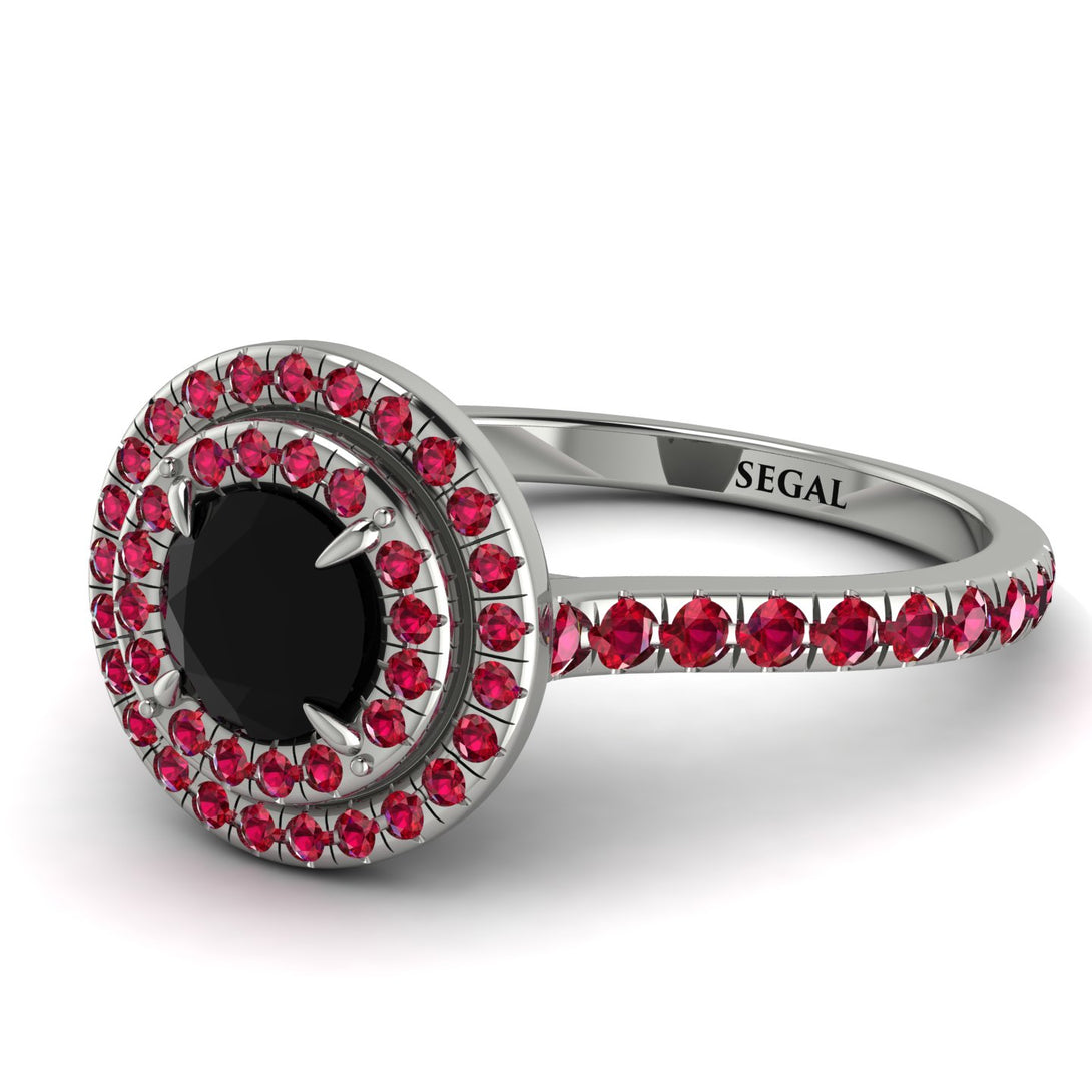 Double Halo Black Diamond Ring - Zoey No. 48