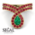 Emerald Pear Shape Stacking Bridal Set - Emilia No. 49 image 7