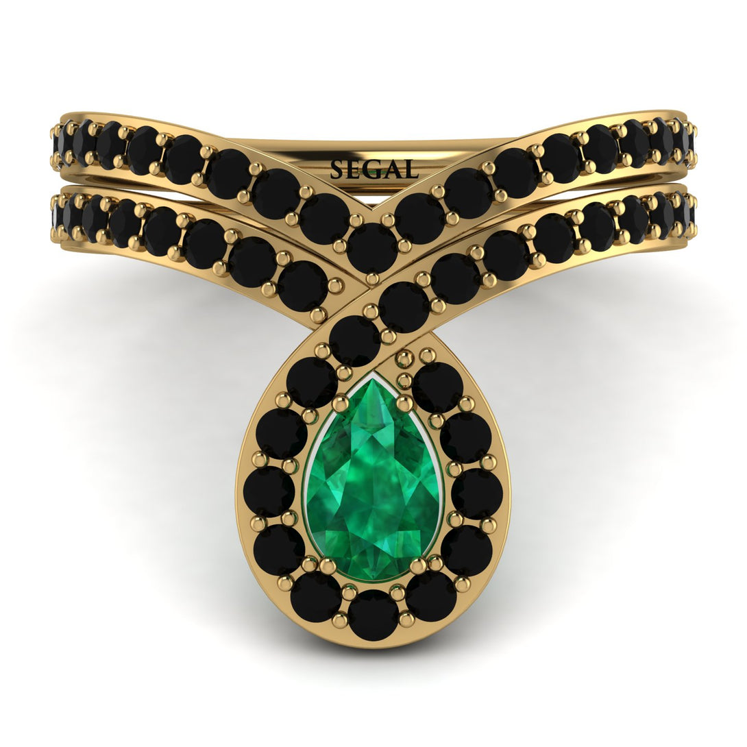 Emerald Pear Shape Stacking Bridal Set - Emilia No. 34