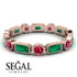 Emerald Cut Emerald Bezel Eternity Ring - Genevieve No. 50 image 2