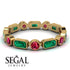 Emerald Cut Emerald Bezel Eternity Ring - Genevieve No. 49 image 2