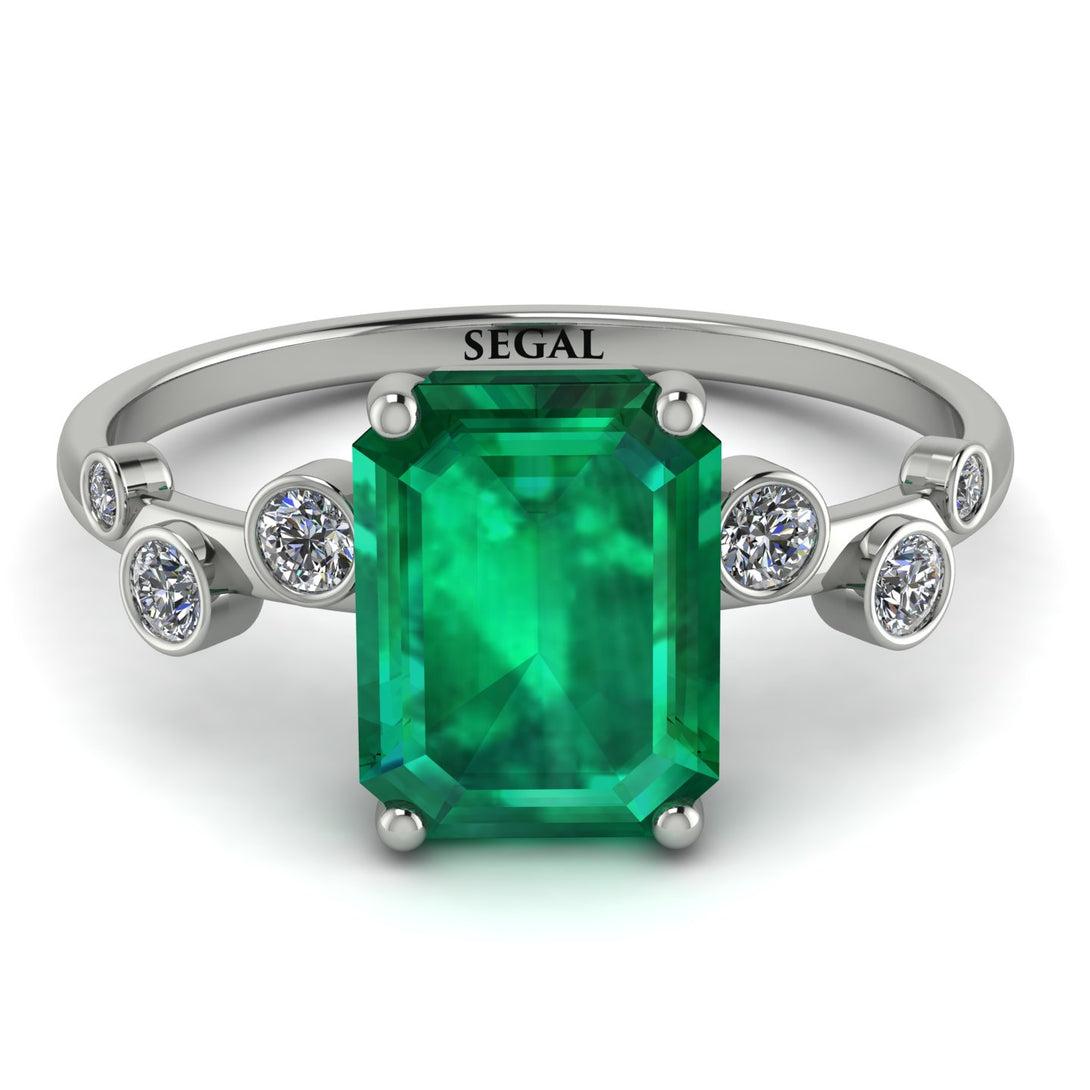 Emerald Cut Emerald Ring With Bezel - Alina No. 6